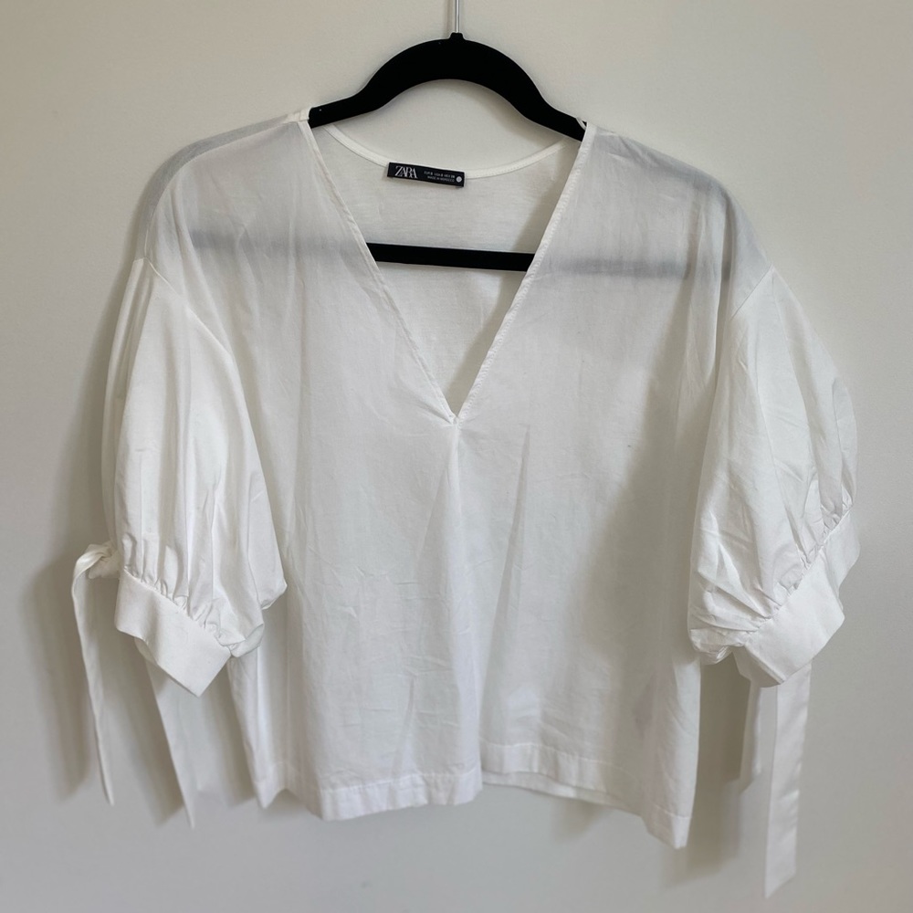 white summer t shirt from zara